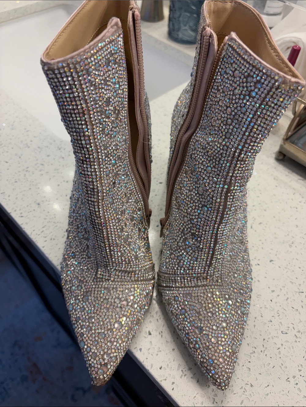 Betsey Johnson Crystal Rhinestone Pointed Toe Ankle Booties